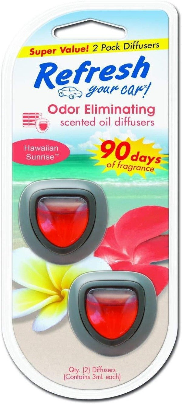 Refresh-2Pack Mini Diffusor Hawaiian Sunrise Air Freshener (Made in USA) Alliance Auto Products