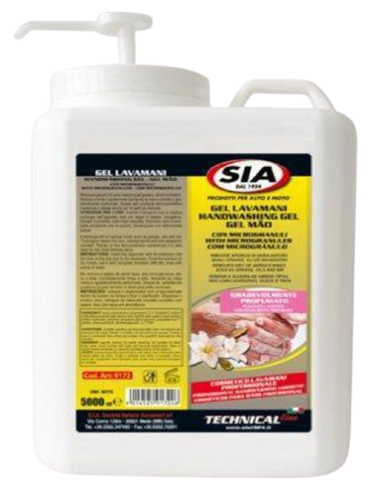 SIA-Handwashing gel lt.5 with Microgranules Flower Scented and measuring cap (Made in Italy) Alliance Auto Products