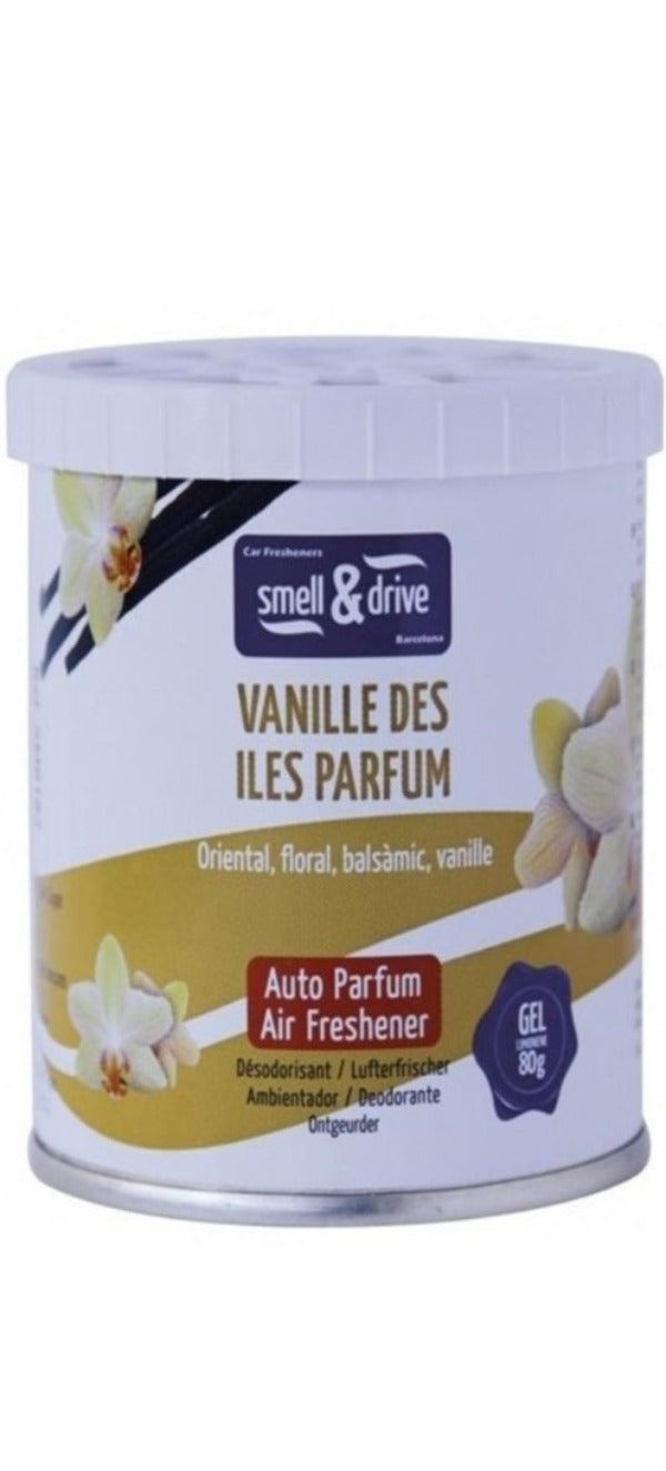 Smell And Drive-Gel Can Air Freshener (80g, Vanille Des Iles) (Made in Spain) Alliance Auto Products