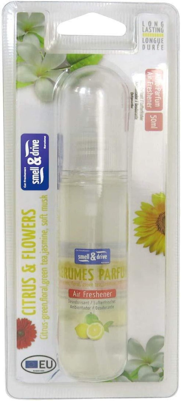 Smell And Drive-Spray Air Freshener (50 ml, Citrus And Flowers ) (Made in Spain) Alliance Auto Products